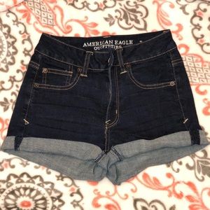 Dark wash American Eagle high rise shorts
